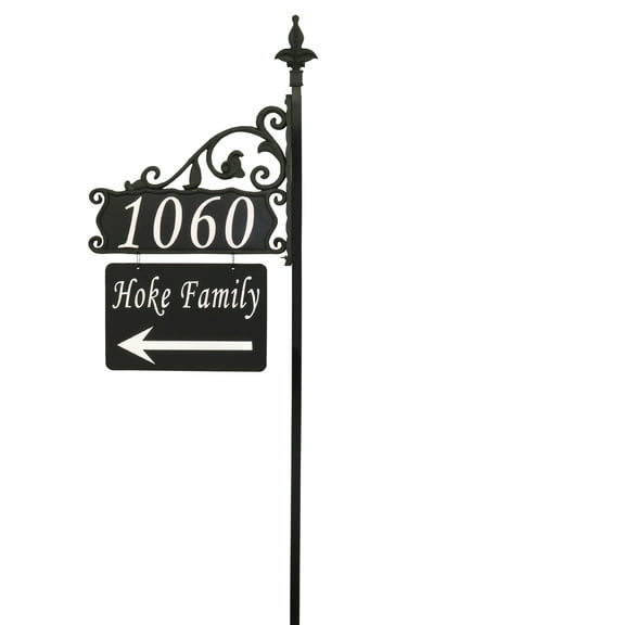 Address America USA Handcrafted, Double-Sided Reflective Boardwalk Address Sign With Large Name Rider - 47" Pole