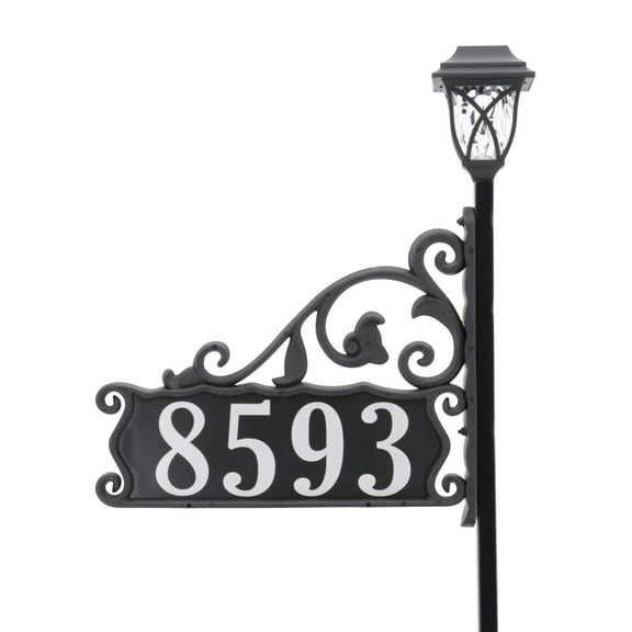 Address America USA Handcrafted, Double-Sided Reflective Boardwalk Address Sign with  Solar Light - 30" pole