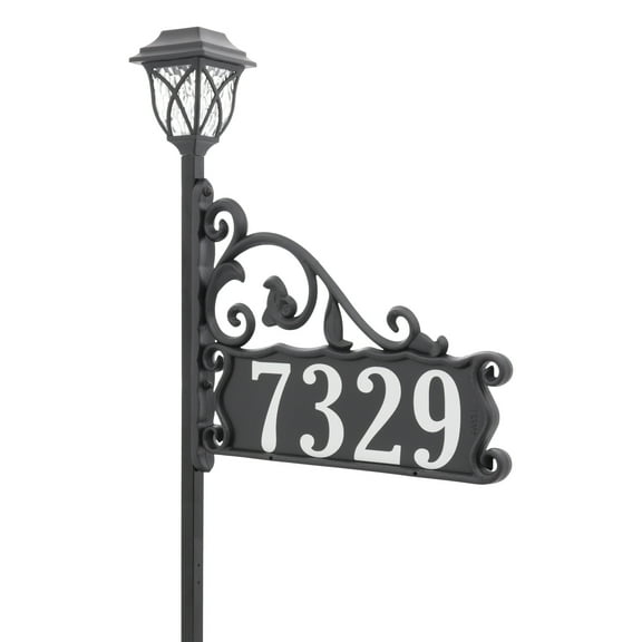 Address America USA Handcrafted, Double-Sided Reflective Boardwalk Address Sign with Solar Light - 47" pole