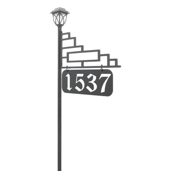 Address America USA Handcrafted, Double-Sided Reflective Excalibur Address Sign With LED Solar Light - 47" Pole