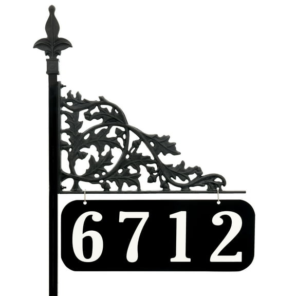 Address America USA Handcrafted, Double-Sided Reflective Oak Address Sign - 30" Pole