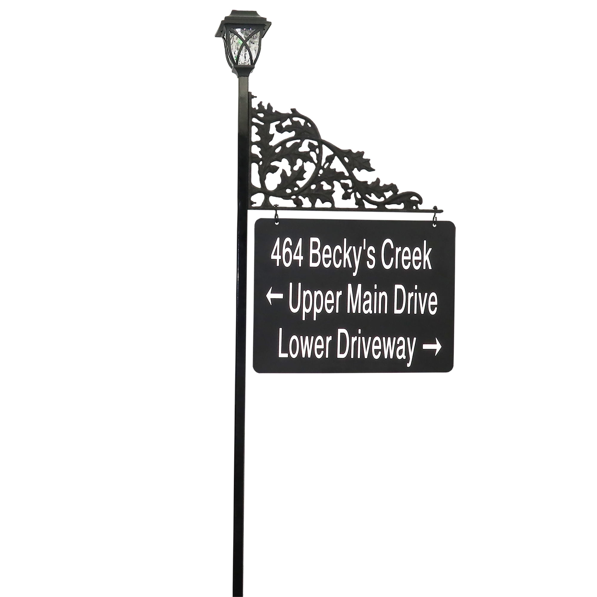 Handcrafted Black Metal Reflective Address Sign with LED Light