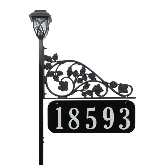 Address America USA Handcrafted, Double-Sided Rose Address Sign With Solar Light - 47" Pole