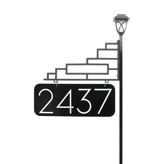 Address America USA Handcrafted, Double-Sided XL Contemporary Address Sign With Solar Light - 47" Pole