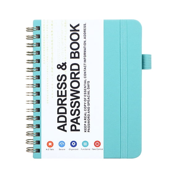 Address Book with Alphabetical Tabs-Address and Password Book,Spiral Address Book,Heavy-Duty Paper Password Books,4.72x5.7 inch Telephone Notebook Keep Contact Safe for Seniors Home (Light Blue)
