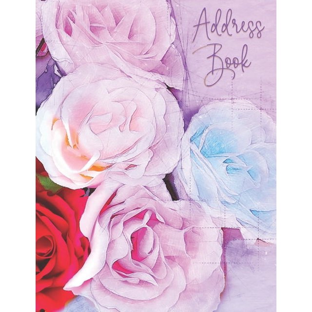 Address Book Large Print with Tabs Floral Roses Telephone Address Books ( 8.5 x 11