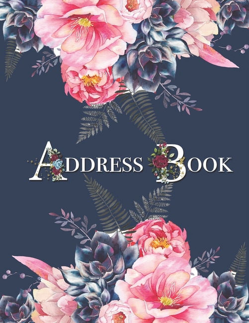 Address Book Vintage Floral Watercolor Address Book 8.5 x 11inch Large Alphabetical Contacts
