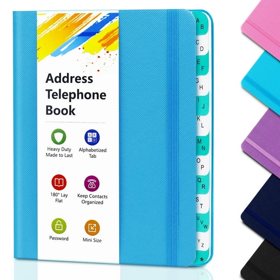 Address Book With Alphabetic Tabs, Telephone and Address Book for Keep Contacts Organaized, Small and Large Print Hardback, Suitable for Home & Office,Blue