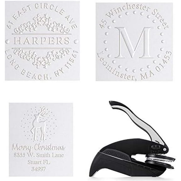 Address Embosser Seal Stamp Personalized Customized Monogram Wedding Invitiations 1 x 5/8" (Design 7)$$Office