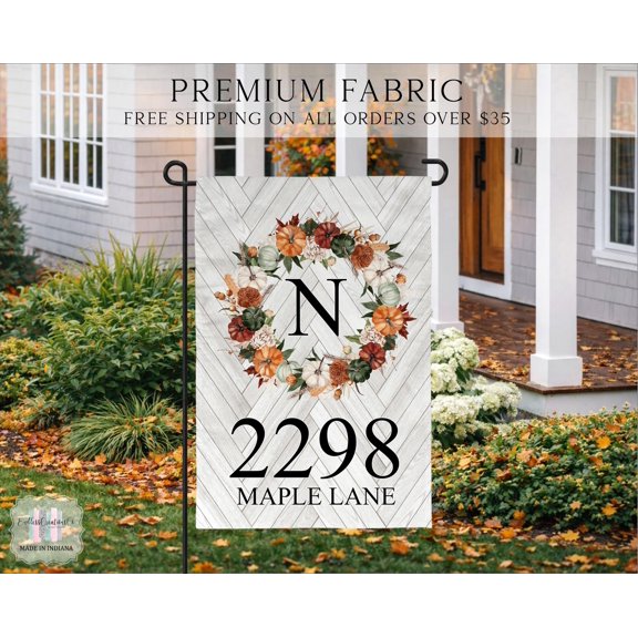 Address Fall Flag House Number Flag Welcome Address Flag Housewarming Gift Fall Welcome Fl