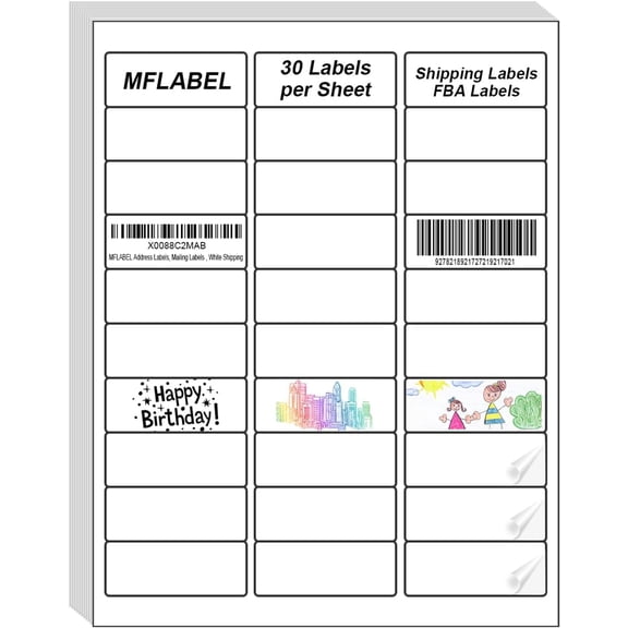 Address Label, 1" x2-5/8 Mailing Sticker, 30-UP White Shipping Labels for Inkjet or Laser Printer, 30000 Sticker Labels (1000 Sheets), 30 Label per Sheet