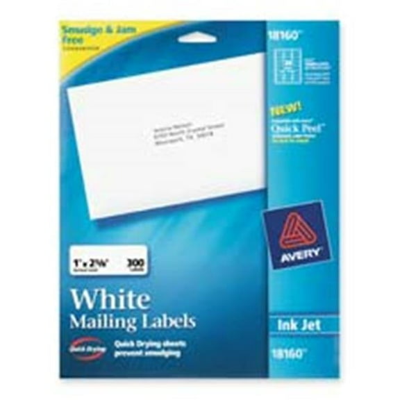 Address Label, Permanent, .5 in. x 1.75 in., 300 Labels-PK, White