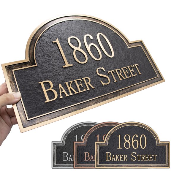Address Plaque - Handcrafted Carving Sign - Large House Number - Vintage Address Plaque - 11" x 6.3" - Personalized Address Plaquer for Yard Sign, Enterprise, Office, 911 Visibility Signage