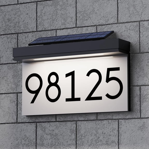 Address Plaque For Houses Solar Adjustable Solar Panel 3 Lighting Colors Lighted House Numbers Address Sign, Rechargeable LED Illuminated Address Sign For Outside