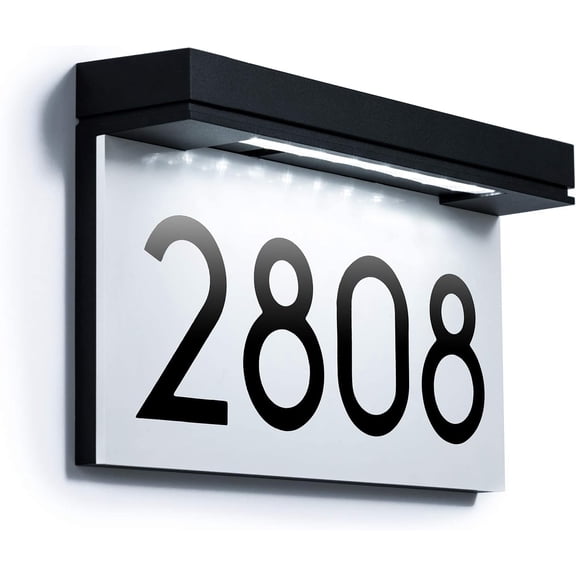 Address Plaques Solar Powered, LED Address Sign Outdoor Waterproof Daylight White