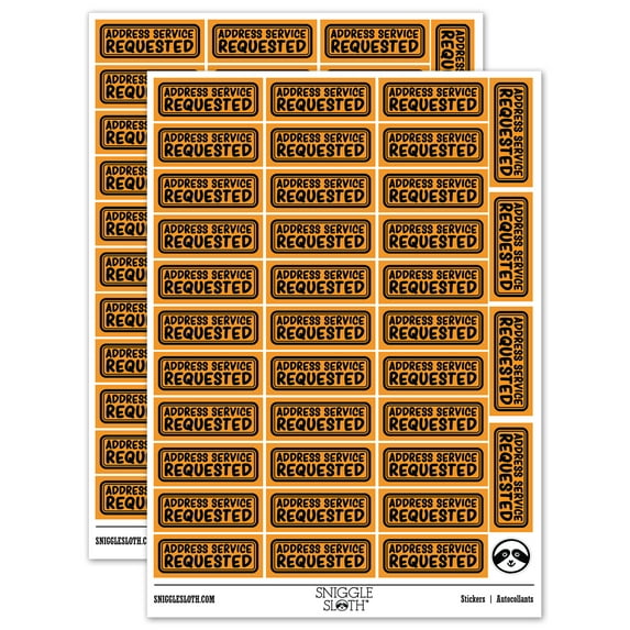 Address Service Requested Mail Sticker Set - Orange - Gloss Finish - 1.5" Small