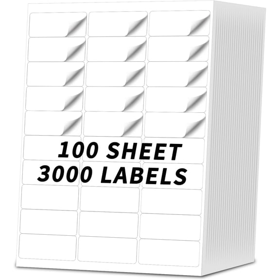 Address Shipping Labels 3000 Labels 100 Sheets 1" x2-5/8 Return Address Labels Mailing Labels for Laser and Inkjet Printer Self Adhesive FBA Product Labels