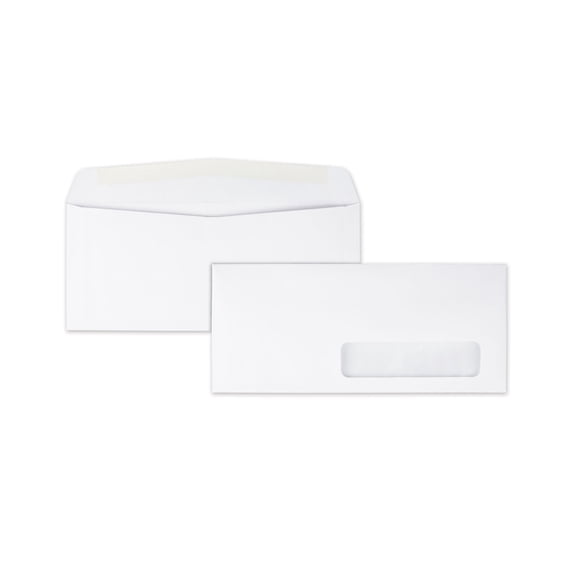 Address-Window Envelope, #10, Commercial Flap, Gummed Closure, 4.13 x 9.5, White, 500/Box | Bundle of 2 Boxes