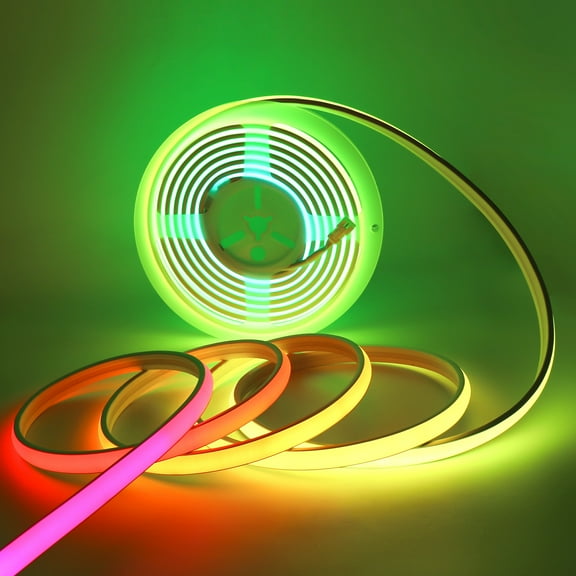 Addressable COB LED Strip 12V 16.4ft/ 5m WS2811 RGBIC IP68 Waterproof, Super Bright Neon COB LED Tape, 720LEDs/m White PCB, Outdoor/ Indoor Decor (No Controller/ Power Supply)