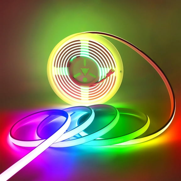 Addressable COB LED Strip 24V 16.4ft WS2811 RGBIC IP68 Waterproof, Super Bright Neon COB LED Tape, 720LEDs/m White PCB, No Controller/Power (Outdoor/ Indoor Decor)