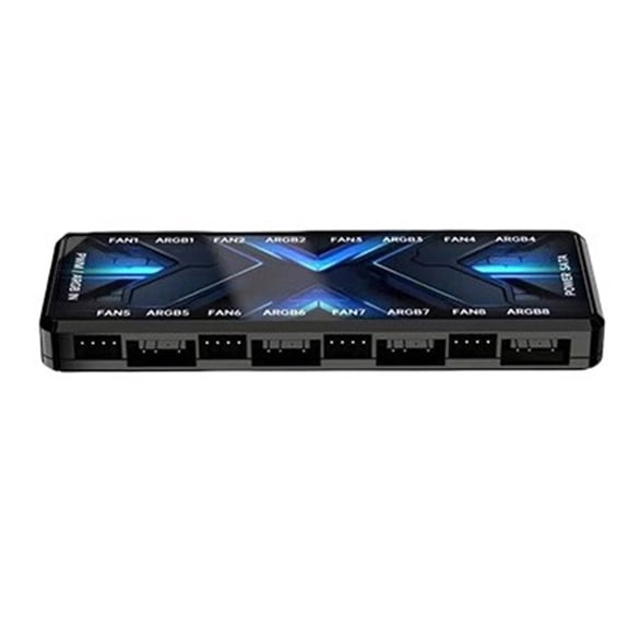 Addressables 5V 3Pin 12V 4Pin RGBs Fan Hubs With PWMs Controls, SATAs PSUs Input, 8 Fan and LED Connectors