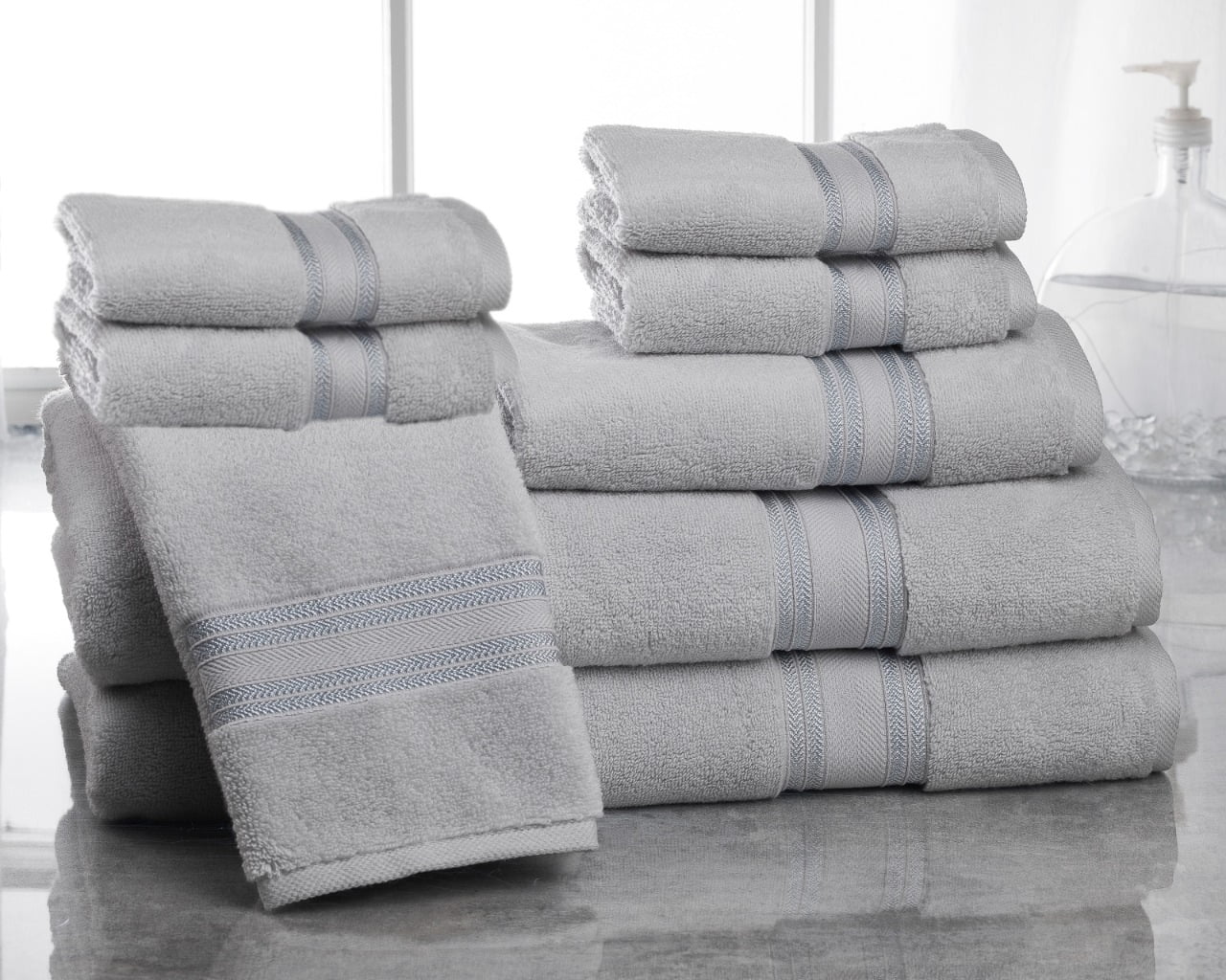 Tens Towels 4 Pc Silver Grey Bath Towels Set, 2 Ply Low Twist Finest C –  tenstowels