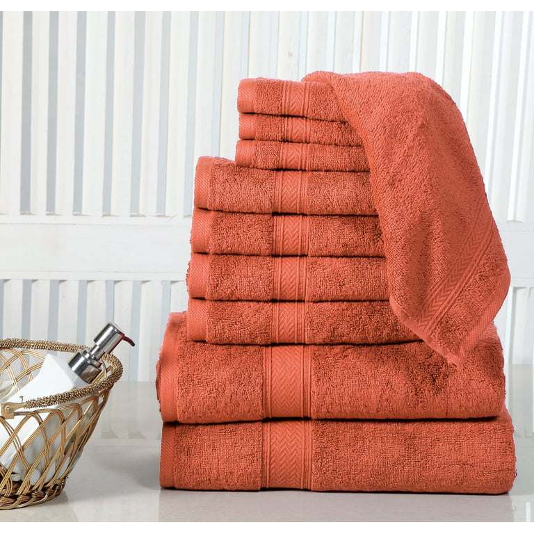 Addy Home Best Value 10-Piece Cotton Bath Towel Set (2 Bath, 4 Hand, 4  Wash), Rust 