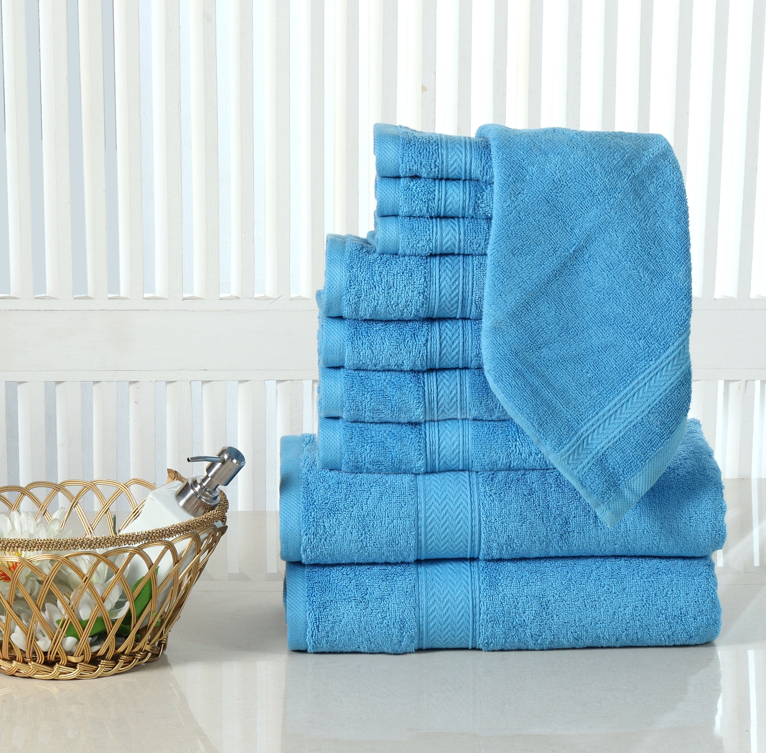 100% Cotton 24 piece Move-In Bundle Towel Set (2 Bath Sheets, 4 Bath Towels,  6 Hand Towels, 8 Wash Cloths, 4 Fin (As Is Item) - Bed Bath & Beyond -  34299550