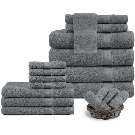 Addy Home Eonomic Collection 18 Piece Cotton Bath Towel Collection, Gray