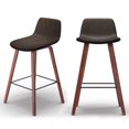 thumbnail image 1 of Simpli Home Addy Mid-Century Modern 26 " Counter Stool (Set of 2) in Distressed Brown Faux Leather, 1 of 8