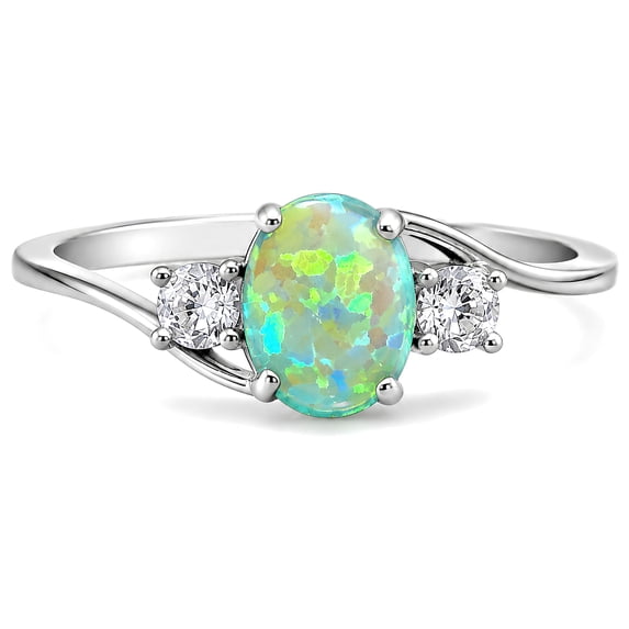 Green Oval Stone Statement Ring 925 Sterling Silver Size 8 Cocktail Ring Gift for Her by Ginger Lyne