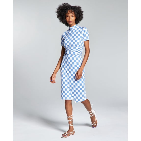 Ade Samuel For Inc Womens Knit Ruched Dress Quiet Harbor M