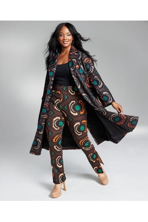 Ade Samuel for INC Women's Abstract-Print A-Line Button-Front Coat Ade Abstract XL