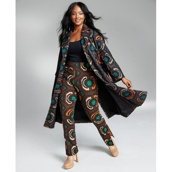 Ade Samuel for INC Women's Abstract-Print A-Line Button-Front Coat Ade Abstract XL