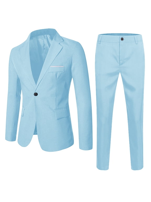 Boy Clothes Kids Spring Autumn Solid Color Long Sleeve Pants Coat Sportswear 2Pc Suit Lightweight Outfits Daily Wear Blue 12-13 Years