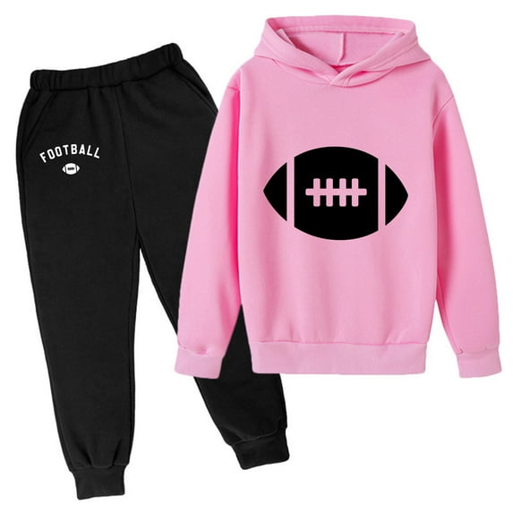 Adeawade Boy Outfits Kids Hoodie Sweatshirt And Sweatpants Pullover Hoodie Set Tracksuit 2 Piece Outfits Lightweight Clothes Daily Wear Pink 5-6 Years