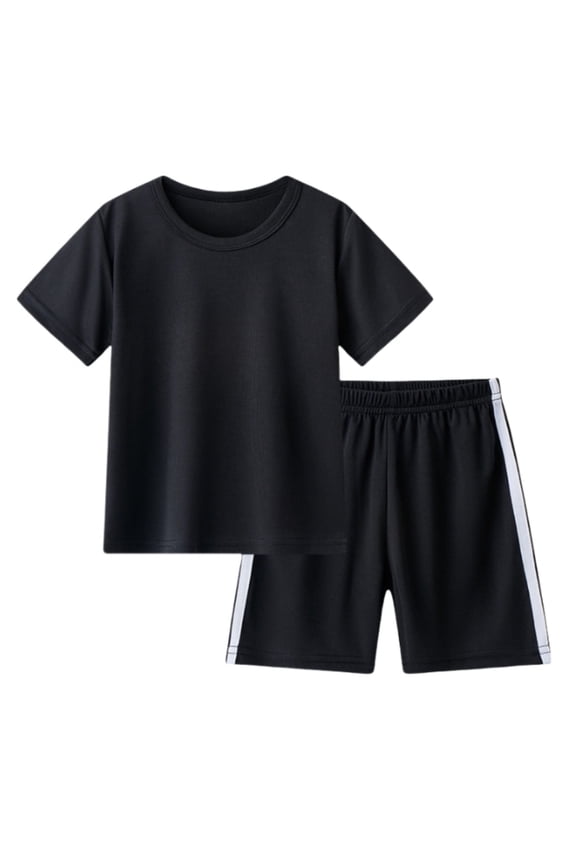 Boy Outfits Kids Unisex Spring Summer Short Sleeve Sports Tshirt Shorts Lovely Boy'S Clothing Black 9-10 Years