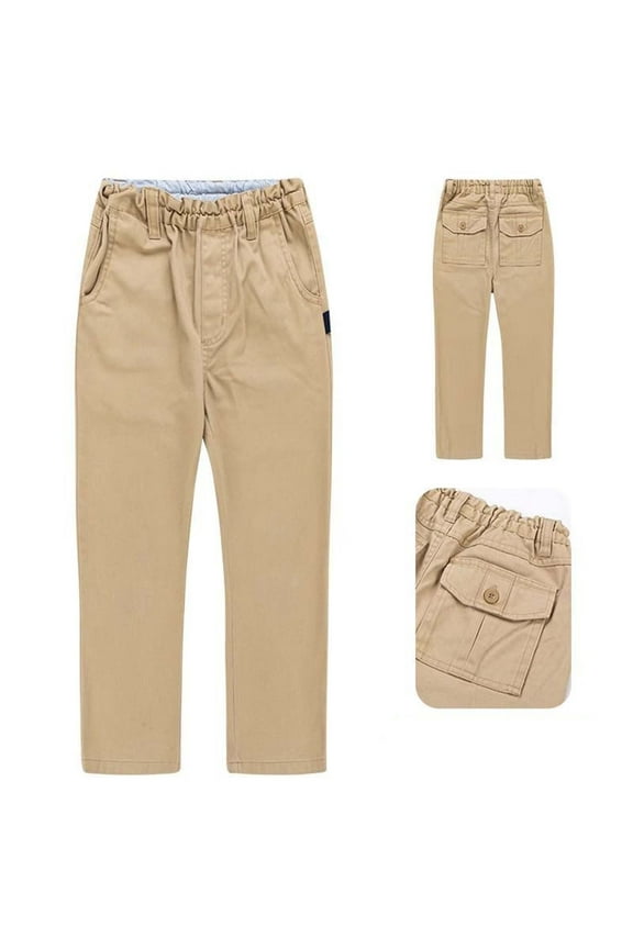 Boy Pants Straight Leg Dress Pants School Wear Kids Trousers For Daily Outdoor Activities Relax Fit Slacks Cute Clothes Khaki 4-5 Years