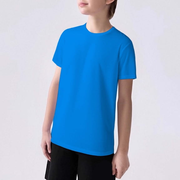 Adeawade Boy Tops Short Sleeve T Shirts Crewneck Tee Lightweight Wicking Summer Cool Top For Kids Wear Comfortable Summer Wear 9-10 Years Blue