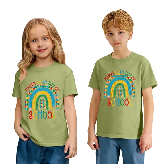 Adeawade Boy Tops Short Sleeve Tee Floral Print Blouse Shirt Blouse For Toddler Youth And Blousenage Kids Round Neck T Shirts Trend Wear 2-3 Years Army Green