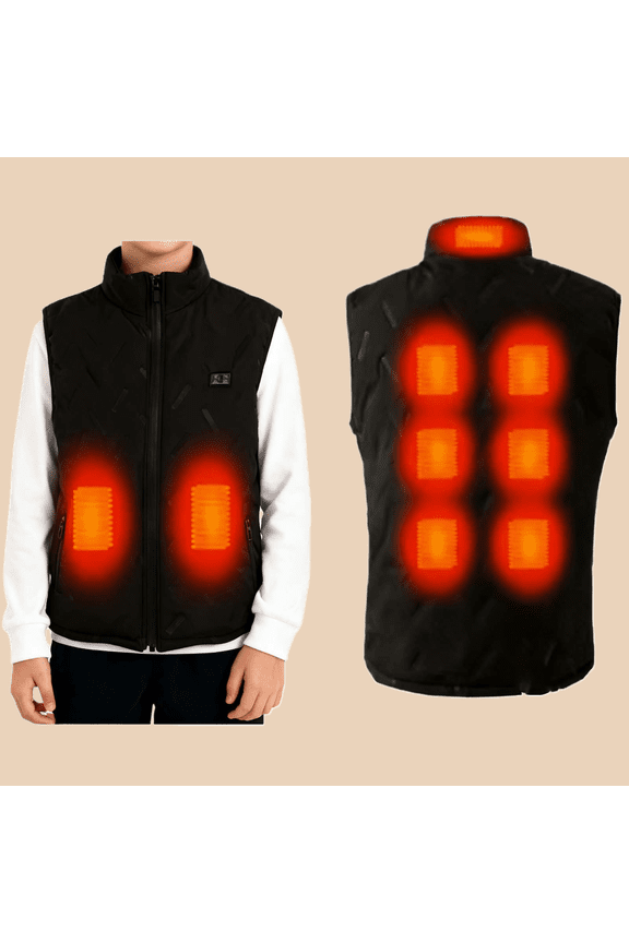 Boy Tops Sleeveless Tee Heated Vest For Winter Wear Warmer Rechargeable Battery Usb Powered Thermal Underlayer Round Neck T Shirts Casual Summer Wear M Black