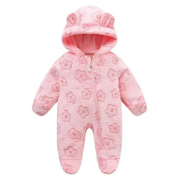 Adeawade Boys Onesies 3-6 Months Long Sleeve Round neck Infant Snowsuit Coat Bear Suit Baby Warmth Warm Clothes Lovely Newborn Summer Wear Pink