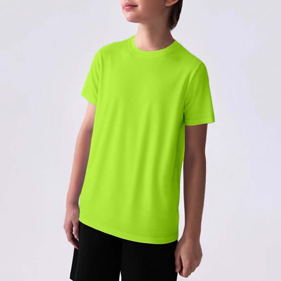 Adeawade Boys Tops Short Sleeve T Shirts Crewneck Tee Lightweight Wicking Summer Cool Top For Kids Wear Casual Summer Playsuit 9-10 Years Light Green