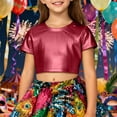 thumbnail image 1 of Adeawade Carnival Girl Tops Short Sleeve Unisex Striped T Shirt With Allover Sequins Reflective Loose Fit Dance Top For Kids Adults Round Neck Tee Basic Wear 9-10 Years Rd1, 1 of 3