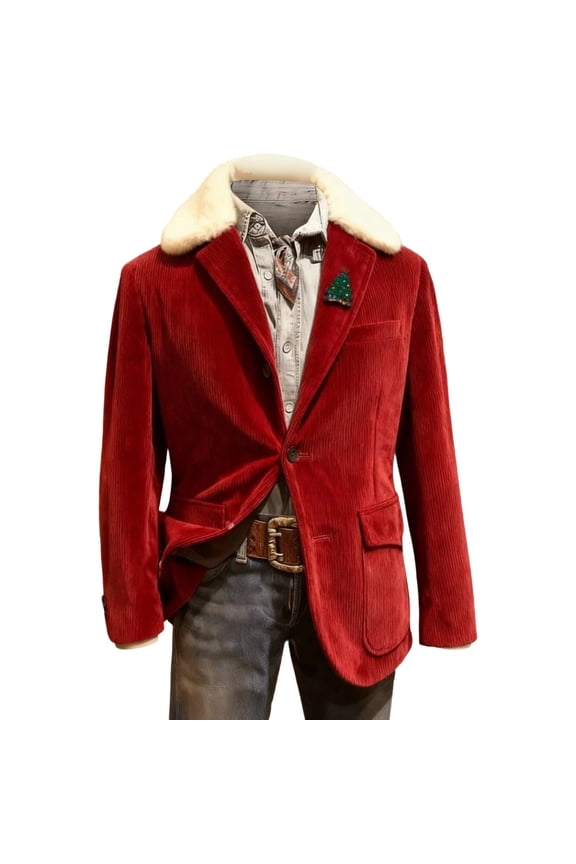 Christmas Jacket For Men 2025 Long Sleeve V-Neck Jacket Snowflake Graphic Arrival Jacket Notch Lapel For Christmas Holiday Party Formal Business Attire And Coat Red 2Xl