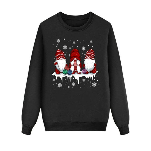 Adeawade Christmas Matching Family Pajamas Men Dad Crewneck Sweatshirts Long Sleeve Xmas Pullover Tops For Festival Party Basic Clothes Black Xl