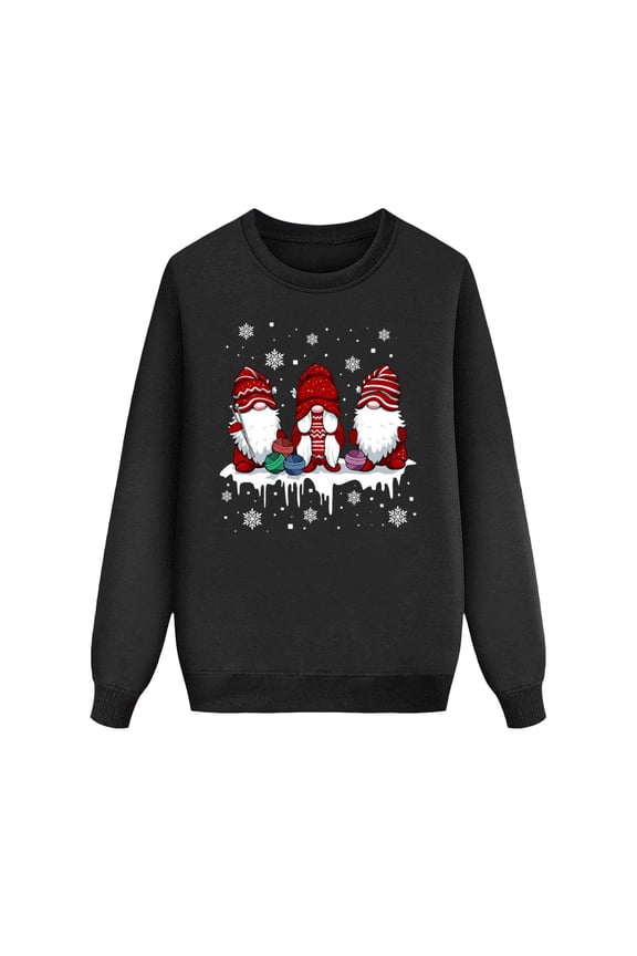 Christmas Matching Family Pajamas Men Dad Crewneck Sweatshirts Long Sleeve Xmas Pullover Tops For Festival Party Basic Clothes Black Xl