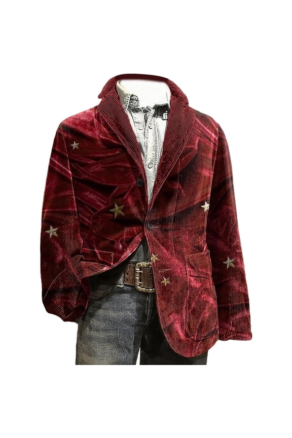 Christmas Men Blazers Jacket Long Sleeve Arrival Jacket Classic Notch Lapel For Holiday Party Formal Business Wear And Attire Jacket Crew Neck Santa Claus Prints Coat Wear Brick Red Xl