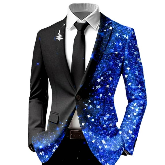 Adeawade Christmas Men Jacket Long Sleeve Collared Neck Jacket Graphic ...