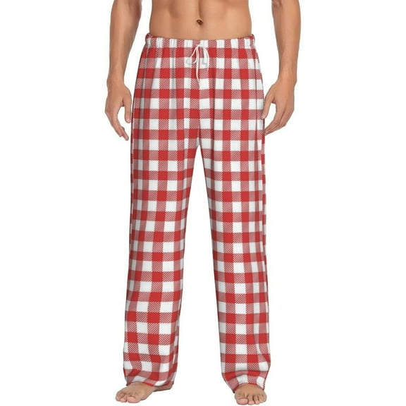 Adeawade Christmas Pajama Pants Mens Xmas Cozy Sleepants Plaid Prints Wide Leg Trousers Pajama Sleepwear Bottoms Retro Winter Slacks Hot Pink M